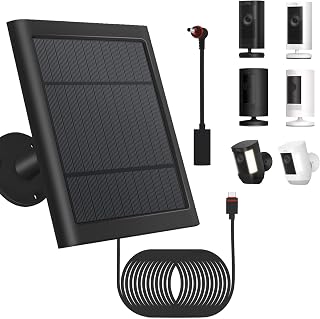 1 Pack - Solar Panel for Ring Security Camera Spotlight Cam Plus/Pro(Battery) Stick Up Cam/Pro Wireless Outdoor with 10FT/3M Long Cable Dustproof Waterproof BK