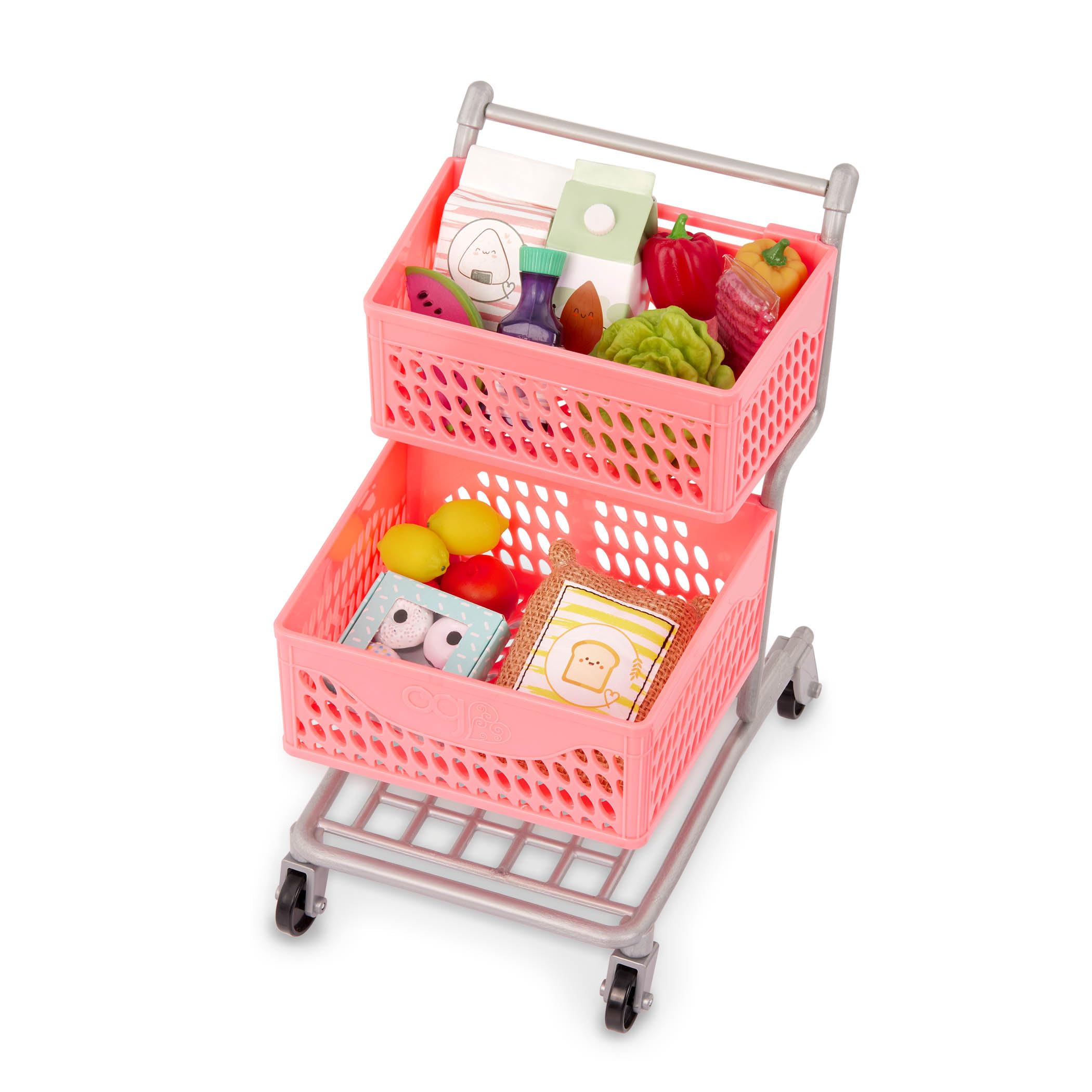 Our Generation Doll Grocery Cart, Supermarket Play Shopping Cart, Pink | Double 