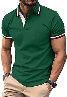 LLdress Men's Short Sleeve Polo Shirt, Breathable, Quick-Drying T-Shirt, Leisure, Sports, Summer Polo Shirts, Men's Button Placket Polo Shirt