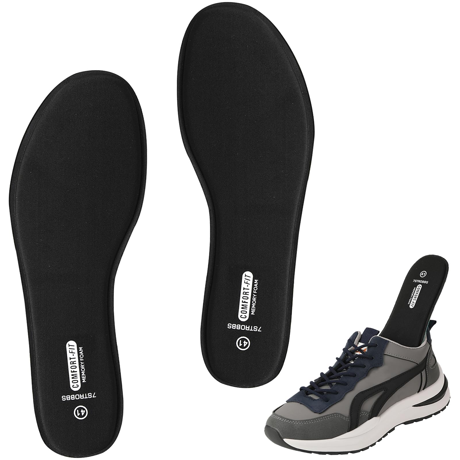 7STROBBS Cushion Memory Foam Insoles, Comfort Soft Inserts for Men Women, No Def