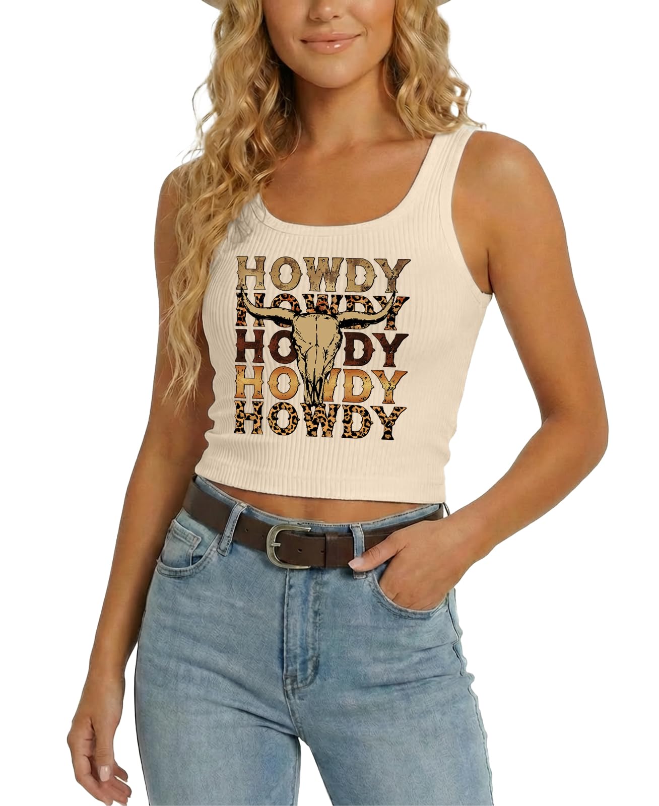 YHHR Women's Western Cowgirl Country Concert Crop Sleeveless Tank Tops