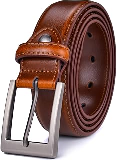 Men's Genuine Leather Dress Belt, Handmade, 100% Cow Leather, Fashion & Classic Designs for Work Business and Casual