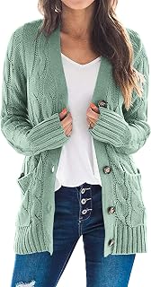 PRETTYGARDEN Women's Open Front Cardigan Pullover Fashion Button Down Cable Kint Chunky Outwear Winter Coats