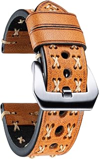 BINLUN Leather Watch Strap for Men Retro Handmade Leather Watch Strap 20/22/24/26mm for Women Replacement Thick Vintage Strap