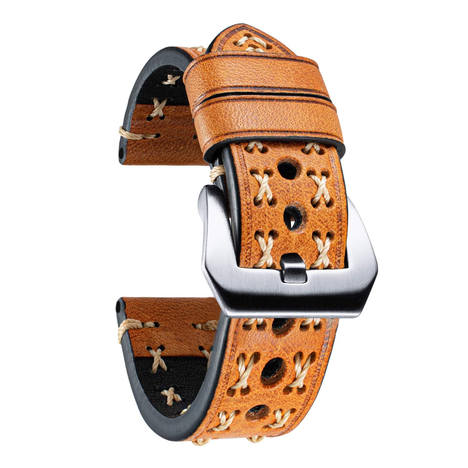 BINLUN Leather Watch Strap for Men Retro Handmade Leather Watch Strap 20/22/24/2