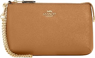 Coach Women's Crossgrain Leather Wristlet W Chain