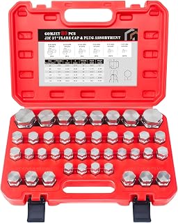 GOMJET 80 PC JIC Master Industrial Hydraulic Cap and Plug Hose Tube and Pipe Fitting Kit Cap and Plug Kit Precision Threading in 37° Dash Sizes 4 6 8 10 12 16