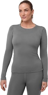 Merino Wool Warm Inner Long Sleeve Shirt, Women's Base Layer, Thermal Underwear, Long Sleeve T-Shirt, Premium Underwear, Thermal, Breathable, Soft, Moisture Wicking, grey (grey marl),