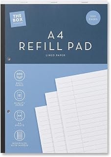 A4 Refill Pad, 200 Pages - Wide Ruled, Pre-Punched & Perforated, 58gsm Writing Paper