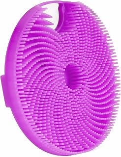 Silicone Body Scrubber, Gentle Body Scrubber Loofah Silicone Shower Scrubber with Easily Foaming Bristles (Purple)