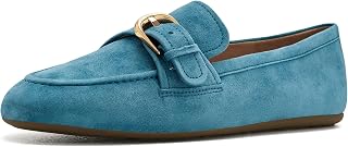 Cole Haan Damen Grand Ambition Alette Buckle Loafer, Provincial Blue Suede, 8.5 Wide