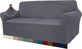 Granbest High Stretch Sofa Covers 3 Seater Super Soft Stylish Couch Covers for Dogs Pets Cats Jacquard Spandex Non Slip Sofa Slipcover for Living Room Furniture Protector (3 Seater, Gray)
