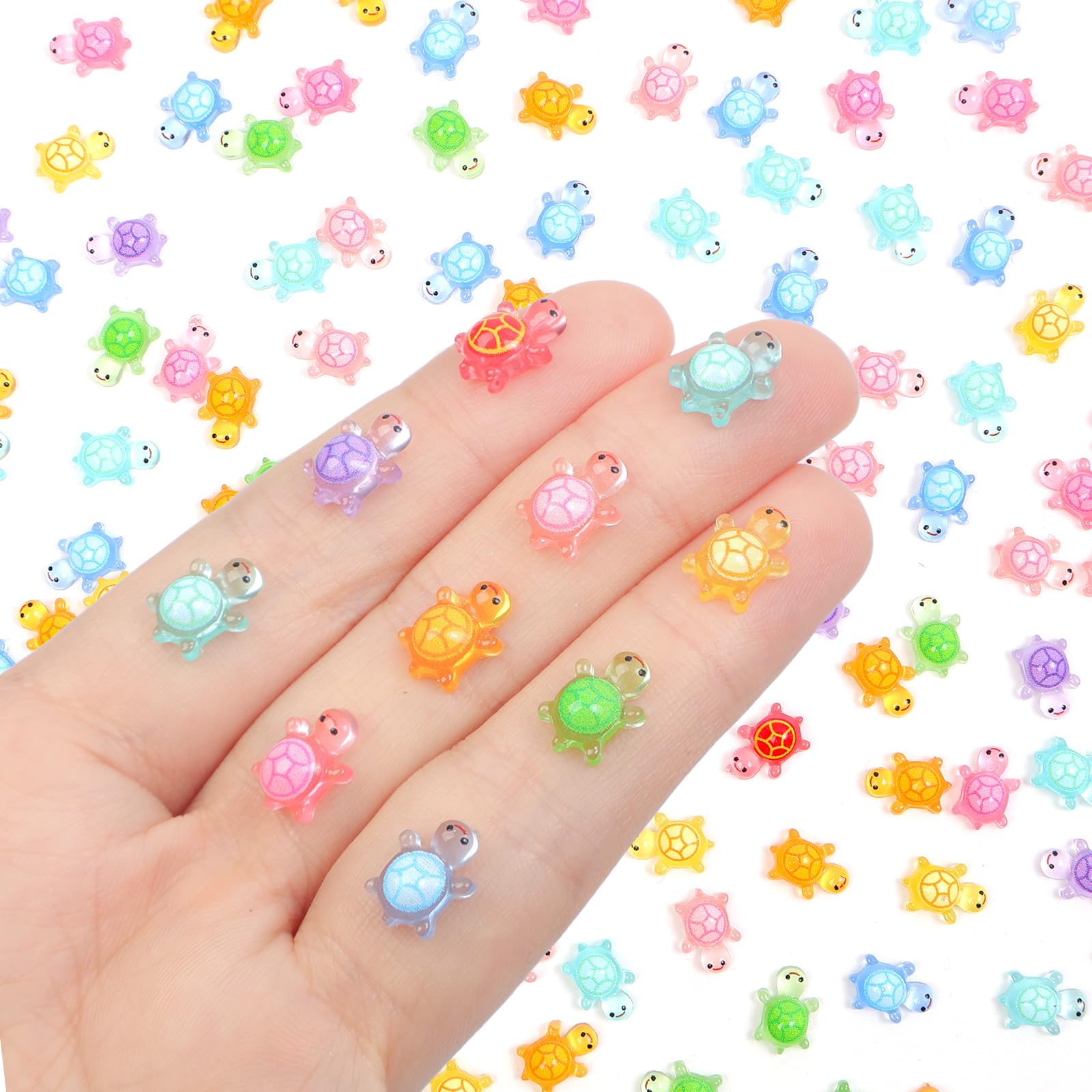 XISHAN 200PCS Luminous Tiny Turtles Mini Resin Turtles for Crafts Dollhouse Mini