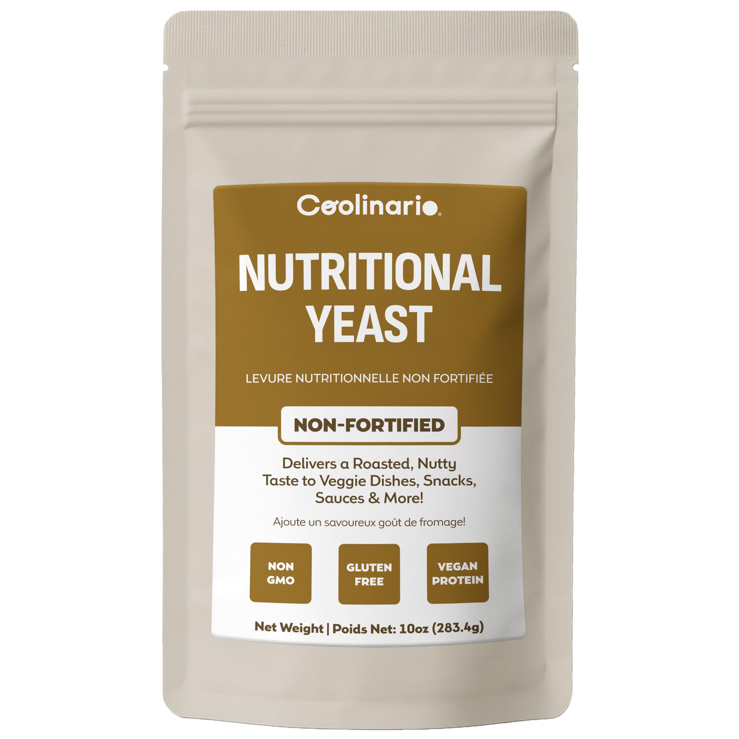Coolinario Nutritional Yeast, Non Fortified (10 OZ) Vegan Seasoning | Roasted, N