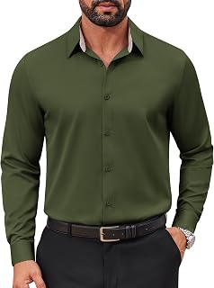 COOFANDY Men's Shirt Long Sleeve Strech Business Shirt