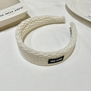 Women Wide Headbands Textured Check Letter Label Elastic Fabric Headbands Daily Hair Accessories