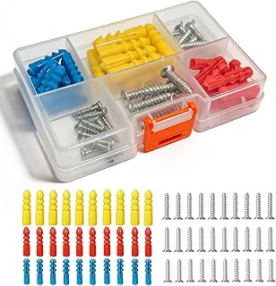 60 Pcs Drywall Anchors Self Drill - Drywall Furniture Anchors and Screws Kit Extension Anchors with Organizer Box for Home Office Wall Mount
