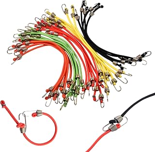 30 Pack Small Bungee Cords with Hooks 10" Heavy Duty Rubber Bungee Cord for Camping, Luggage, Tents, Bicycles, Cars, RVs, Weather and UV Resistant
