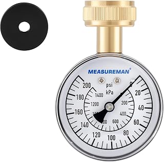MEASUREMAN Water Pressure Gauge, 0-200 PSI Water Pressure Tester with 2-1/2 Inch Dial & Durable 3/4 Inch Hose Thread, Ideal for Home, Hose Bib (Waterproof Case, Black)