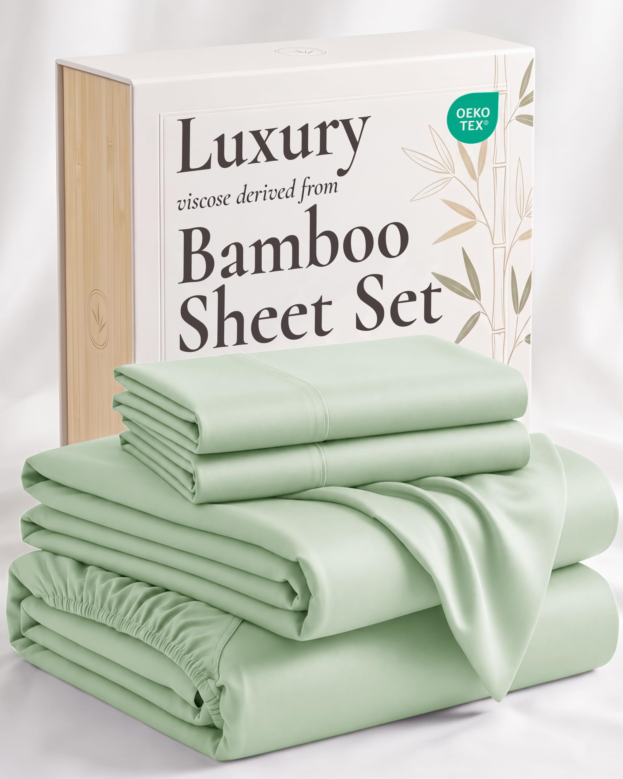 Hotel Sheets Direct 4 Piece Bed Sheet Set Queen Size, 100% Viscose Derived from 