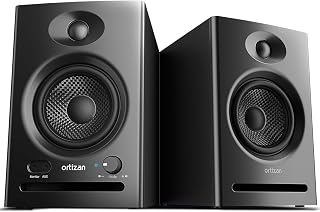 Ortizan C7 Powered Studio Monitors Pair with Bluetooth 5.3, Black | FOR HOME STUDIOS – Compact active monitors for music production, content creation, gaming and desktop audio.