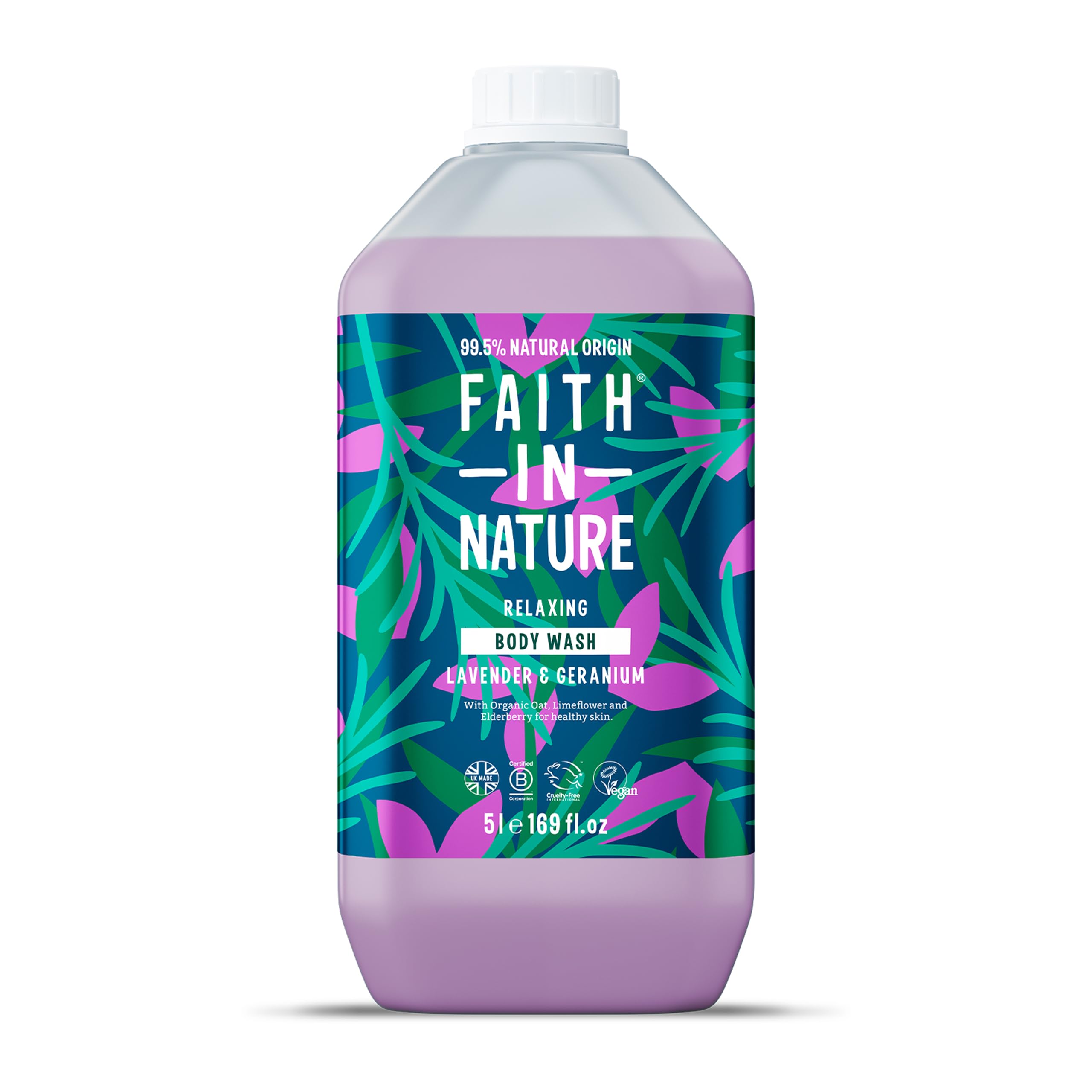 Faith In Nature Natural Lavender & Geranium Body Wash, Relaxing Shower Gel, Vega