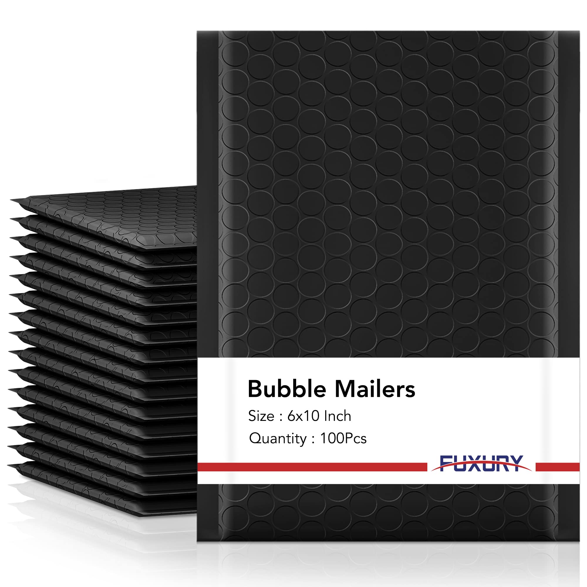 Fuxury Bubble Mailers 6x10" 100Pack Black Padded Envelopes Usable Size 6x9" | Th