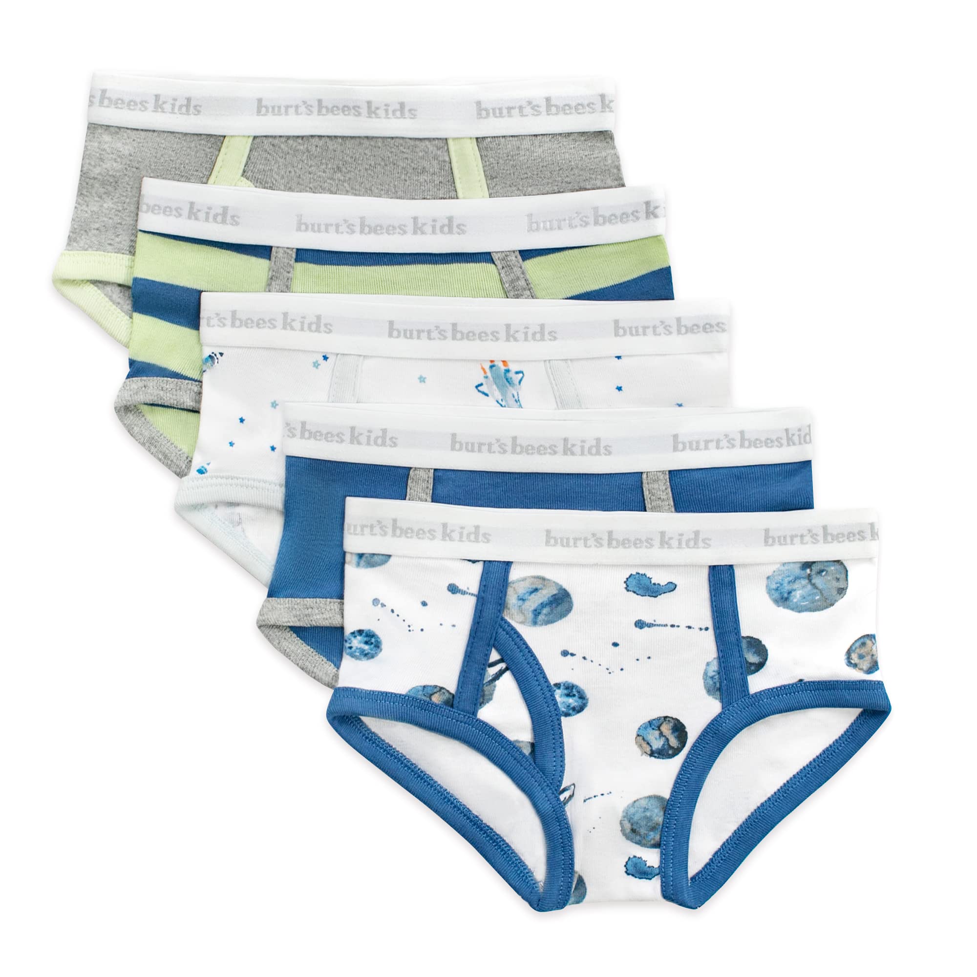 Burt's Bees Baby Boys' Organic Cotton Brief Underwear, 5-Pack | Easy, breathable