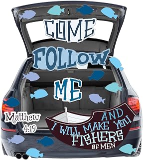 Colarr Halloween Fishers of Men Trunk or Treat Christian Car Decoration Kit | Fishers of Men Cutouts Christian Car Decor for Archway Garage Door Border Frame Haunted Home Outdoor Party Supplies