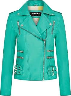 Infinity Leather Retro 100% Nappa Leather Biker Jacket For Women