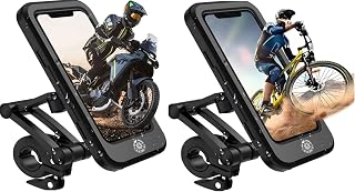 Bike Phone Holder Waterproof Motorcycle Mount for iPhone 18 4-6.7" Aluminium Handlebar Clamp | 360° Rotation Anti Shake Shockproof | GPS Touch Screen | iPhone 18 Samsung Pixel