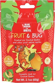 Blue River Diets Complete Crested Gecko Food | All Natural Gecko Food Made in the UK | Black Soldier Fly Larvae & Bee Pollen | Low Fat | 60g | Fruit and Bug