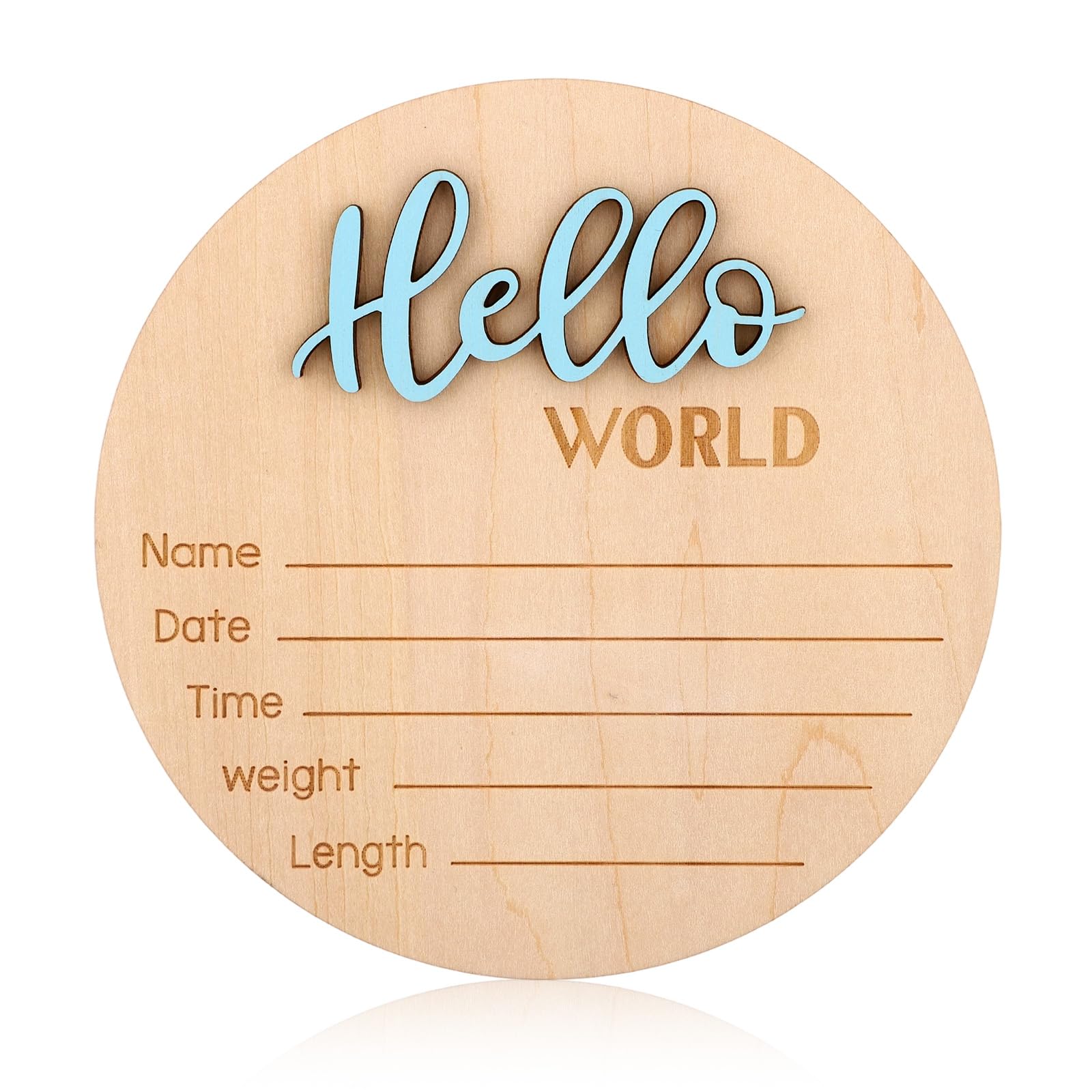Hello World 15 cm Wooden Announcement Sign for Birth Baby Signs for Boys and Gir