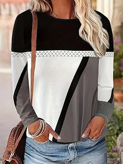 Women's Casual Versatile Printed Crew Neck Long Sleeve T-Shirt