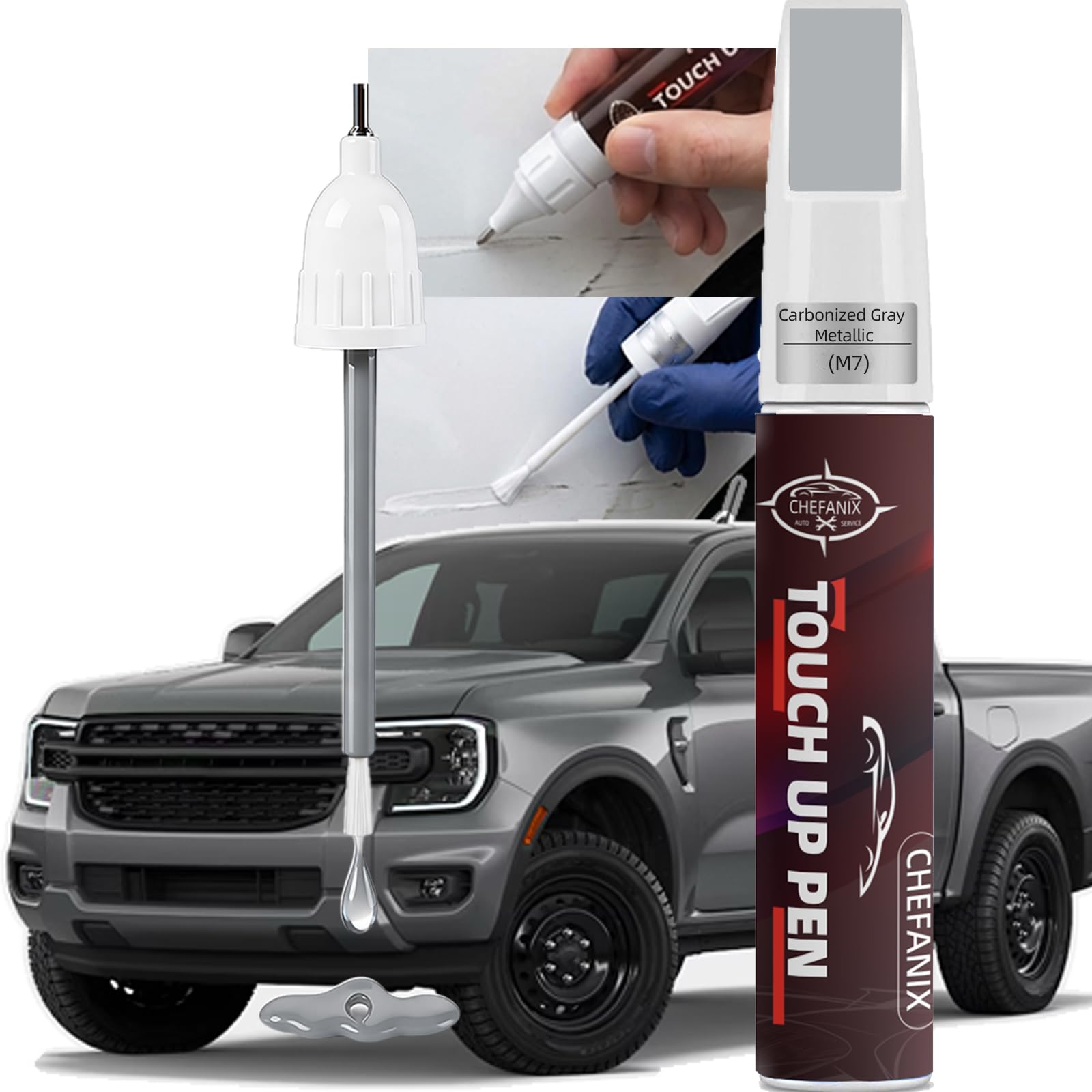 Carbonized Gray Metallic (M7) Touch Up Paint Pen Compatible with Ford - Exact Co