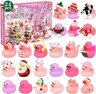 JOFONY Advent Calendar 2025,Pink Rubber Duck Advent Calendar 2025,24 Days Christmas Countdown Gift with 24 Rubber Ducks Bath Toys for Toddler Boys Girls Xmas Gifts