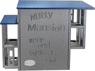 JCs Wildlife Nutty Mansion Large Squirrel House, Predator Guard, Gray/Blue | Recycled Poly Lumber, Made in the USA, Easy Cleanout, Ventilation and Drainage, Protected Entrance, Outside Mount