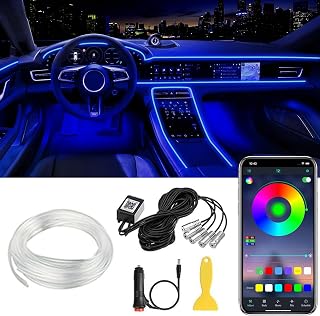 Interior Car LED Strip Lights APP Control, 5 in 1 RGB Ambient Lighting Kit | 16 Million Colors Car Led Lights with 236 inches Fiber Optic, Music Mode Inside Car Lighting Decorations (Not Include Remote)
