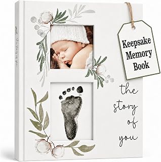 Baby Book Keepsake - Simple Baby Milestone Book for Boy or Girl - Baby Journal &amp; Pregnancy Memory Book - Monthly Milestone Record Baby Books for Baby Shower - Modern Gender Neutral Style Gift for Moms