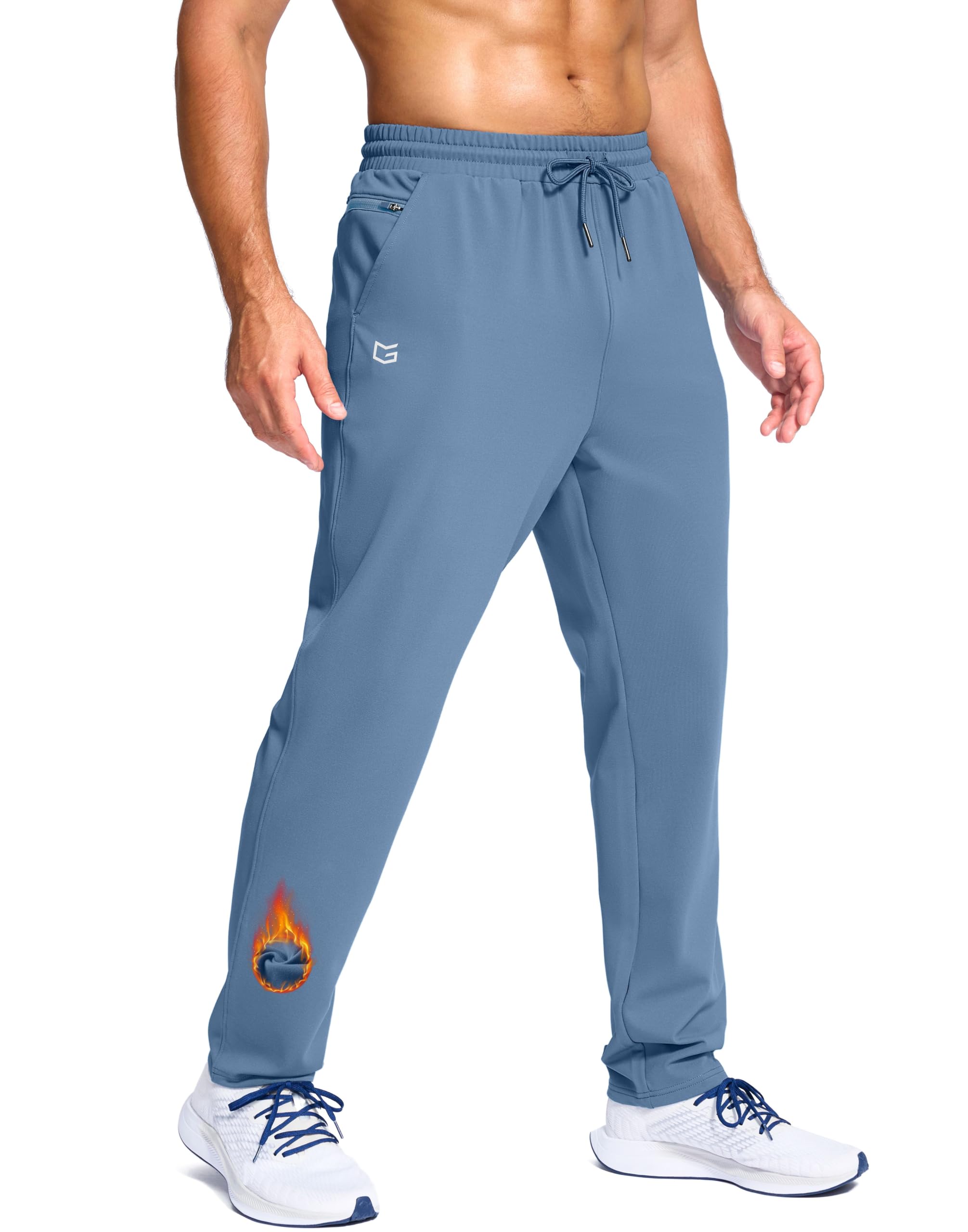 G Gradual Men's Fleece Lined Pants with Zipper Pocket