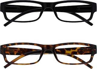 OPULIZE The Reading Glasses Company Black Brown Tortoiseshell Lightweight 2 Pack Designer Style Men Women UVR2PK032_032BR +1.00