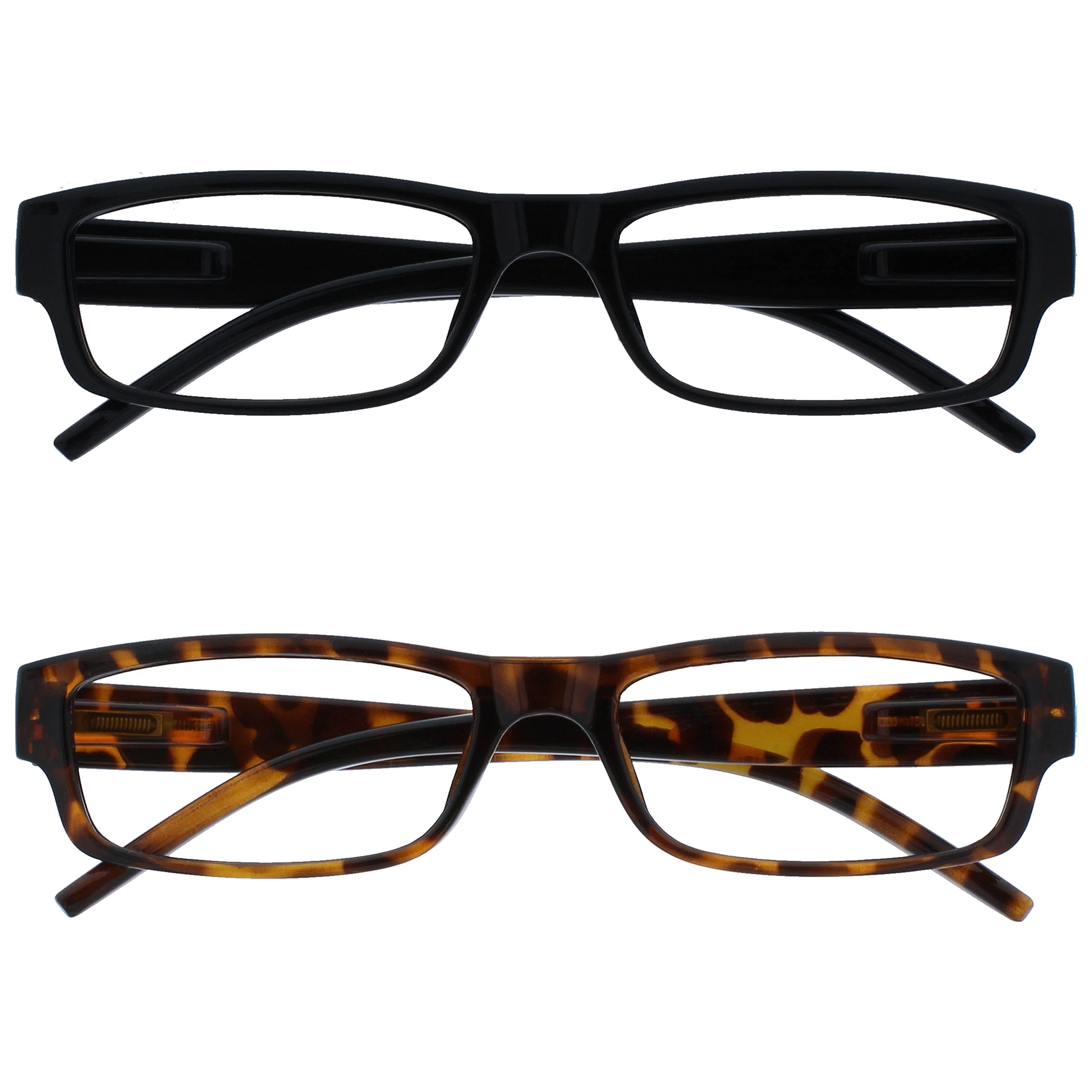 OPULIZE The Reading Glasses Company Black Brown Tortoiseshell Lightweight 2 Pack