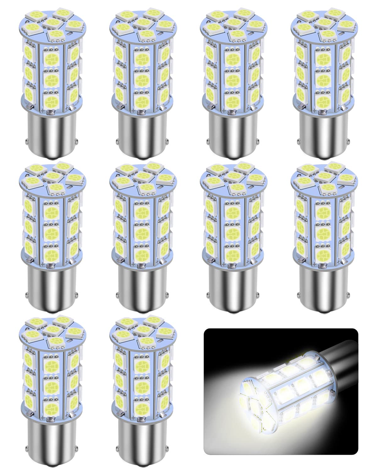 10 Pack 1156 LED Bulb 8000K, TINDTOP White Super Bright Bulb Replacement for 115