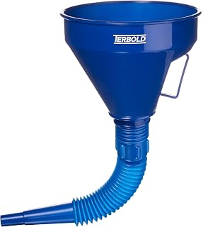 Terbold Automotive Flex Funnel with Hose | Wide Mouth Flexible Oil Funnel for Automotive Use - Gas, Transmission Fluid, Car Fuel, Oil Change (Blue)