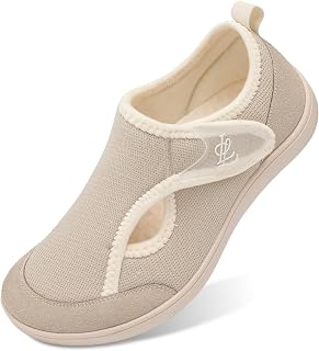 JIASUQI Womens Slippers Adjustable Breathable Wide Diabetic Shoes House Shoes Anti Skid Arthritis Edema Walking Shoes for Indoor Outdoor