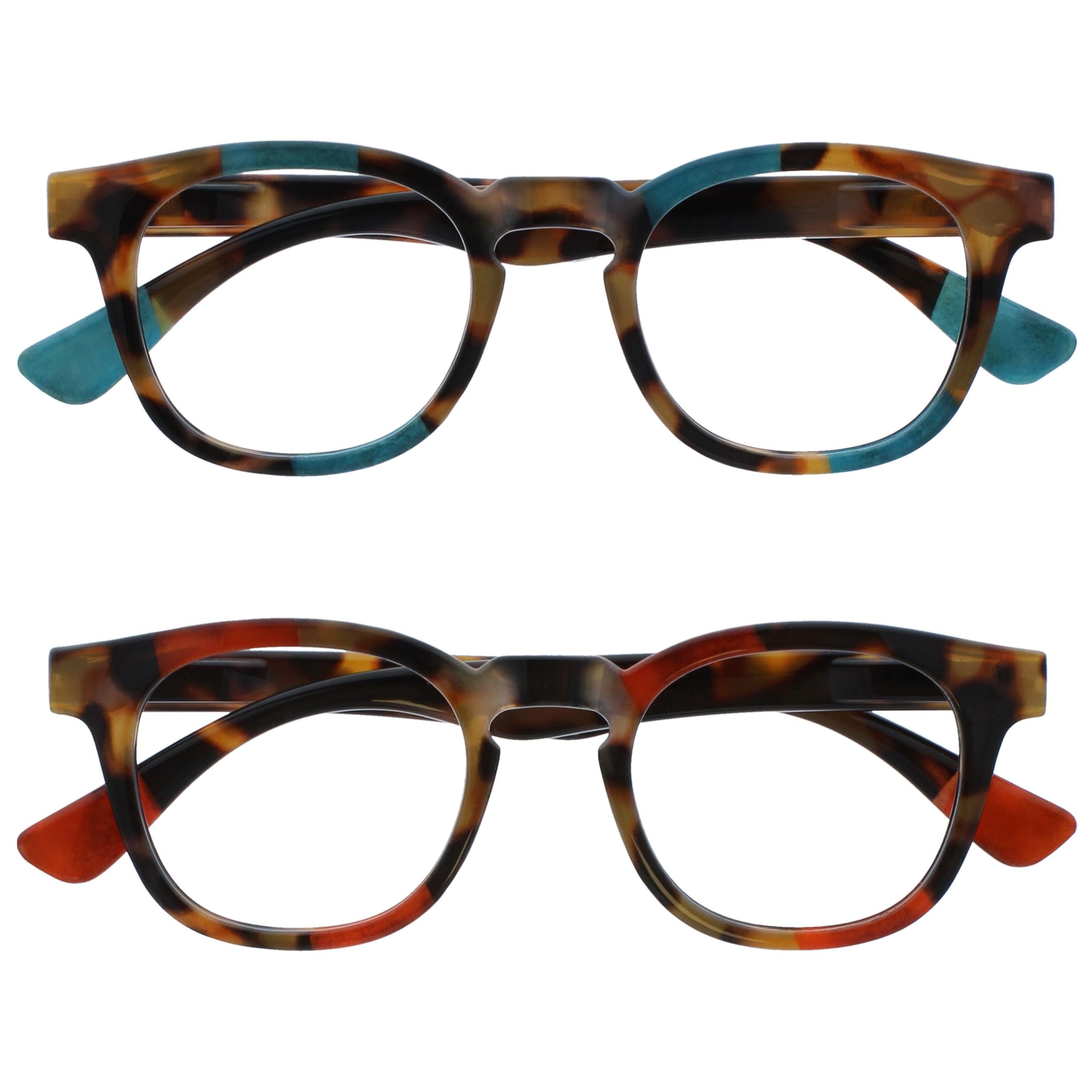 OPULIZE Ava Reading Glasses 2 Pack Flattering Rounded Frame Spring Hinges Scratc