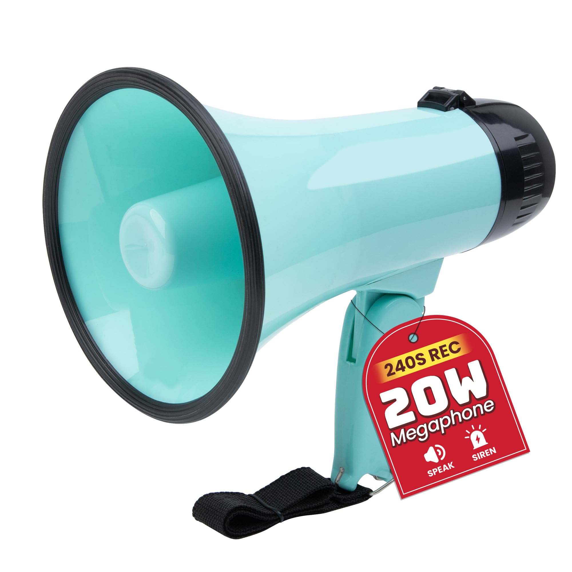 MyMealivos 20W Megaphone Bullhorn, Built in Siren & 240s Recording, 5.4"×8.6" Po