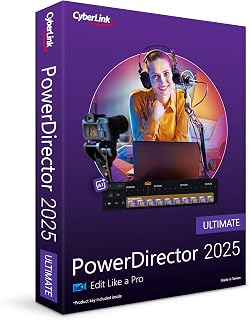 CyberLink PowerDirector 2025 Ultimate | Easy-to-Use AI Video Editing Software for Windows With Visual Effects | Slideshow Maker | Screen Recorder | Box with Download Code
