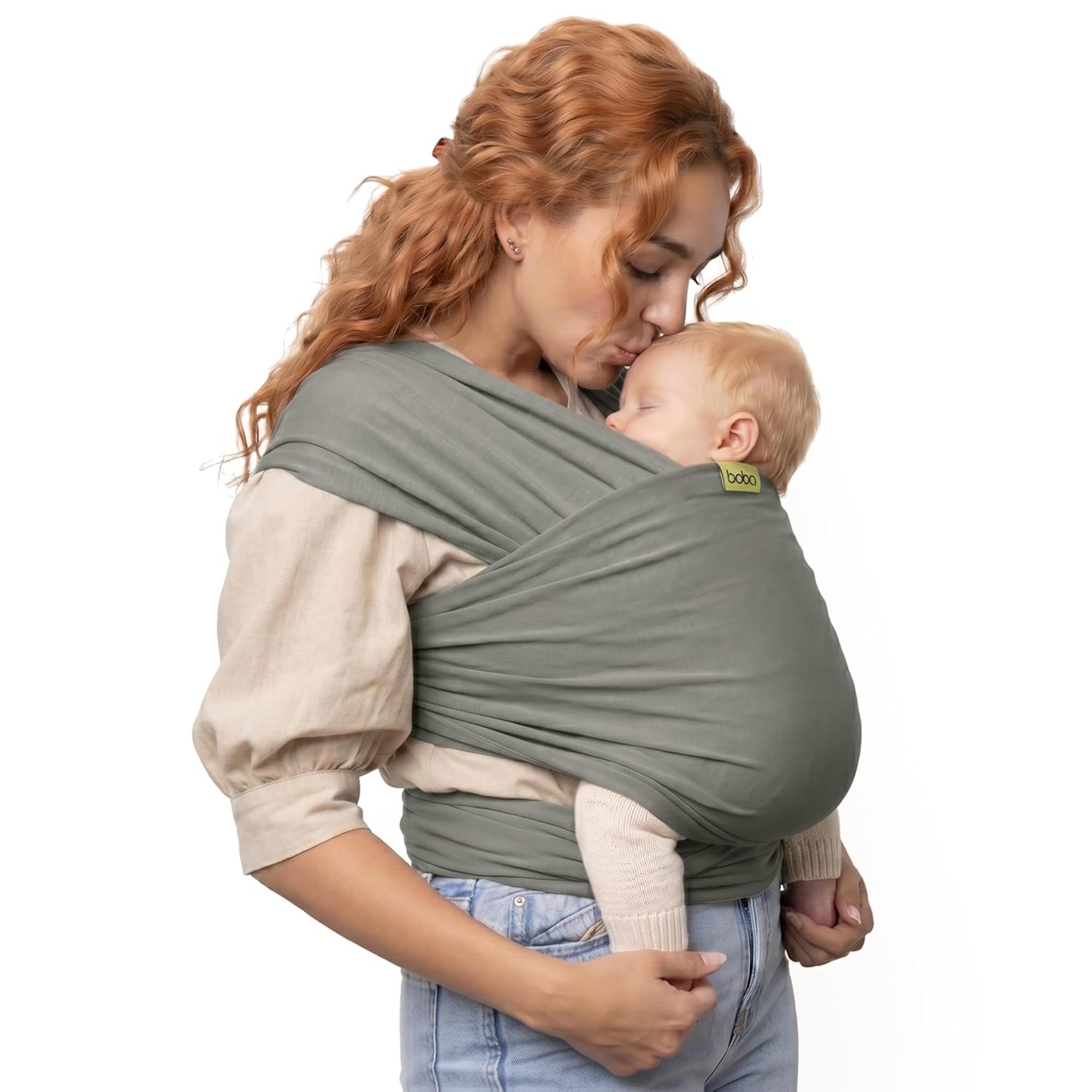 Boba Baby Wrap Carrier - Stretch Cotton Newborn Sling, Grey | Breathable, Hands-