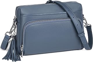 befen Women's Genuine Leather Crossbody Bag RFID Credit Card Holder Shoulder Bag with Adjustable Shoulder Strap
